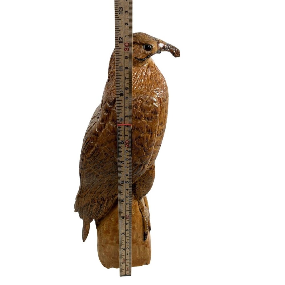 Hand Carved Wooden Hawk Falcon Sculpture Signed Mel Watson Raptor Bird Statue 16 - Picture 2 of 16